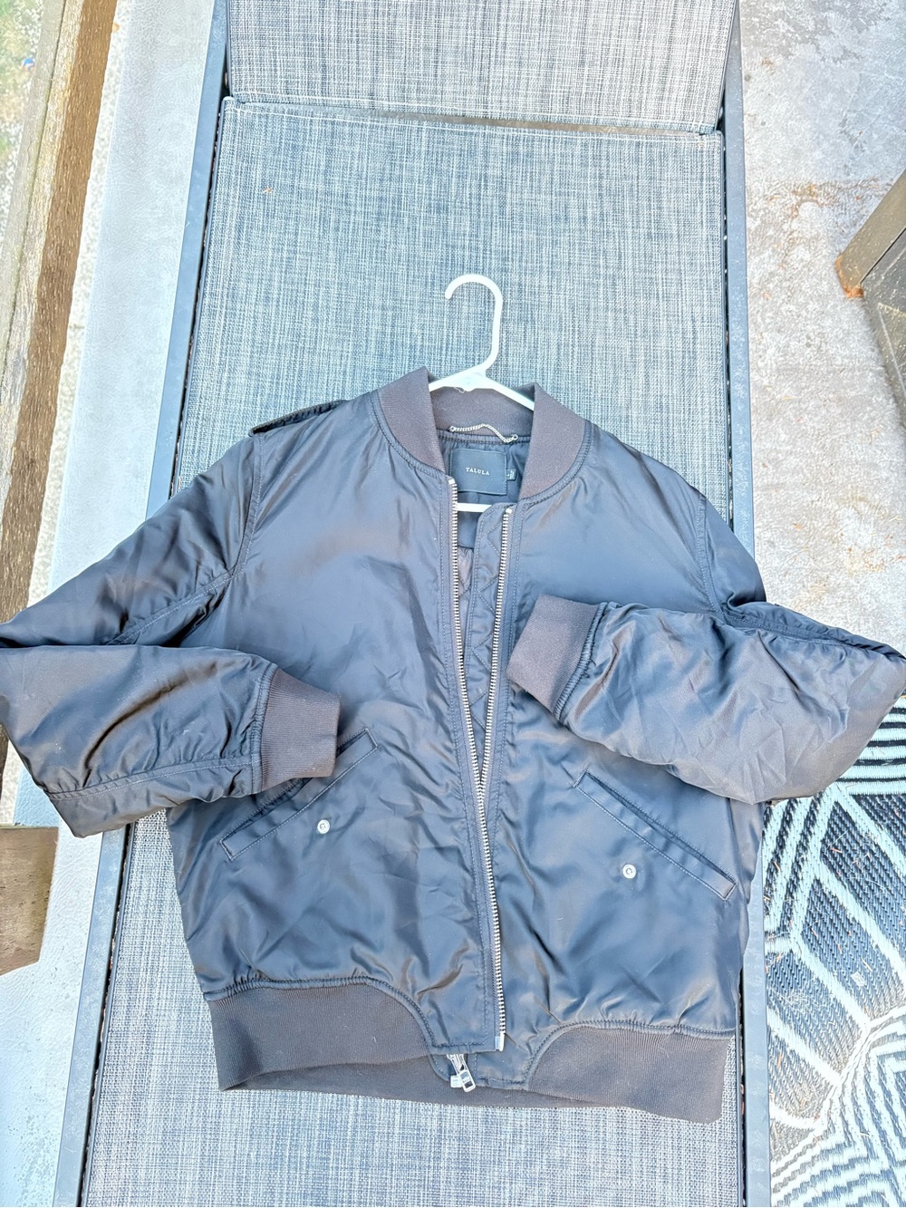 Talula Black Bomber Jacket with Ribbed Trim